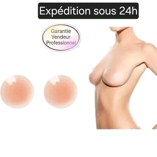 Par de pezoneras de silicona suave nuevas, color carne, forma redonda