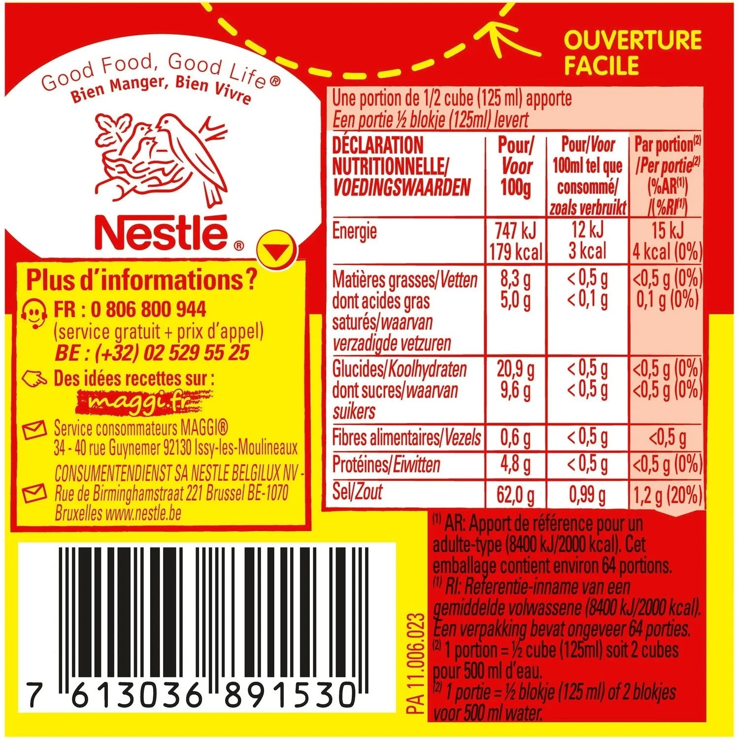 Bouillon en cubes KUB OR la boite de 32 cubes - 128 g