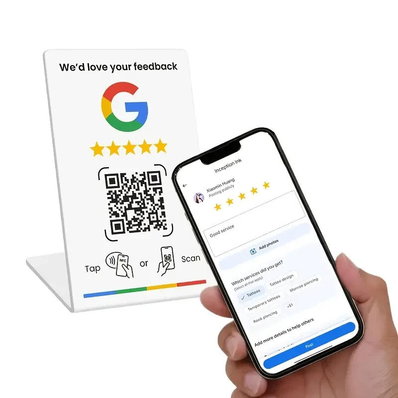 Plaque Avis Google | Panneau de Code NFC social Google Review- Fr restaurant bar