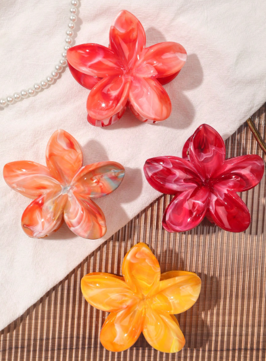 Lot de 4 pinces à cheveux en forme de fleurs pour femme jolie coloré jaune été..
