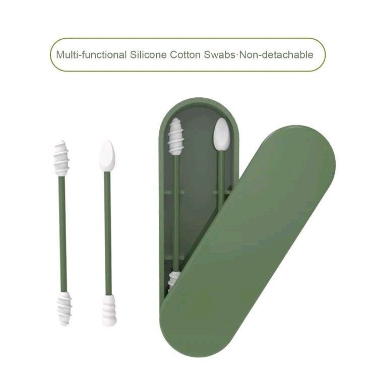 2 pcs Boite Coton Tige Réutilisable Oreille Nettoyage Ecologique écouvillon Rose