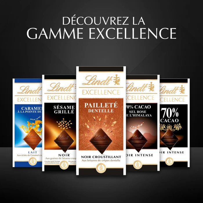 Tablette de Chocolat noir croustillant dentelle et caramel LINDT de 100g
