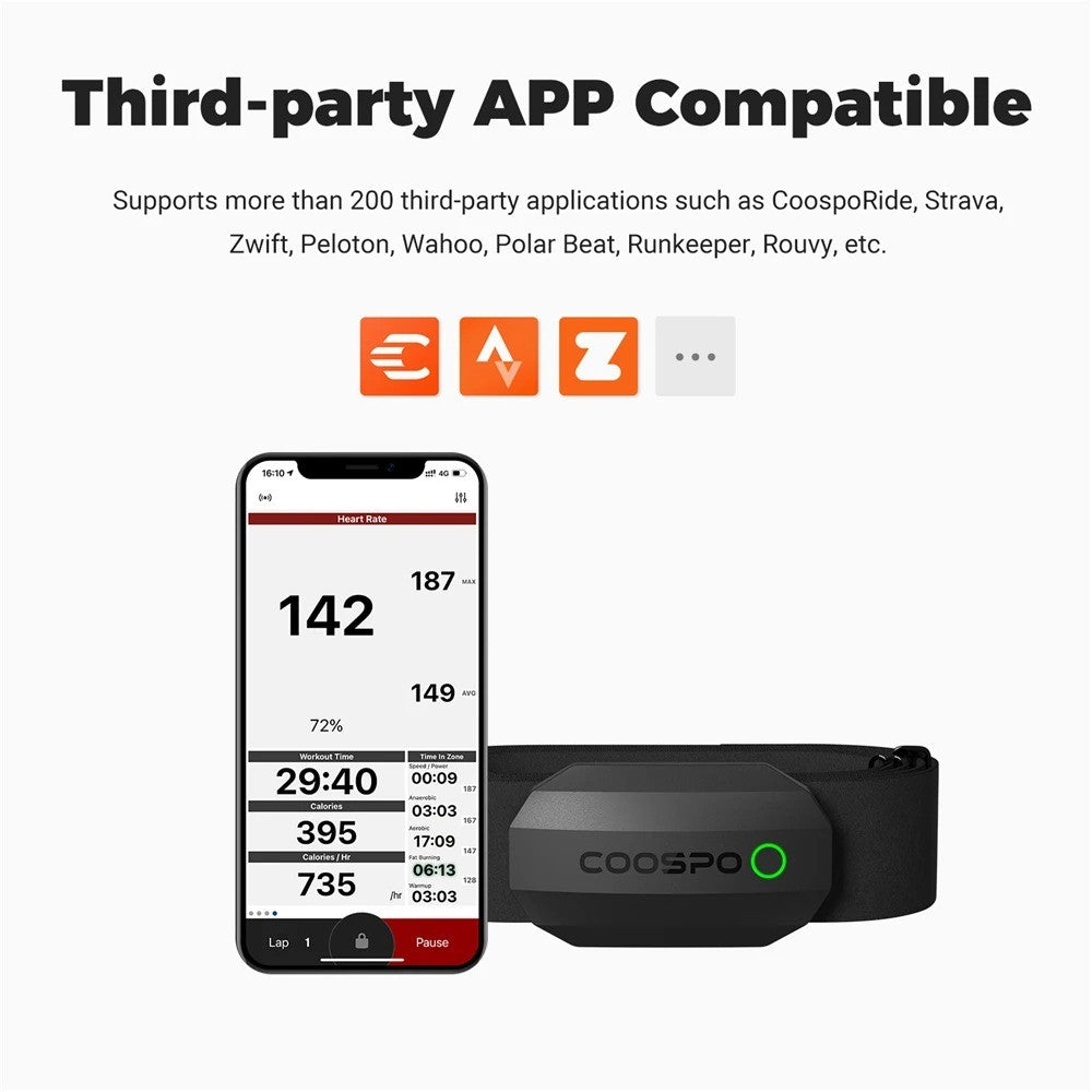 COOSPO H9Z Heart Rate Monitor Chest Strap Bluetooth ANT+ 200+ App Compatible