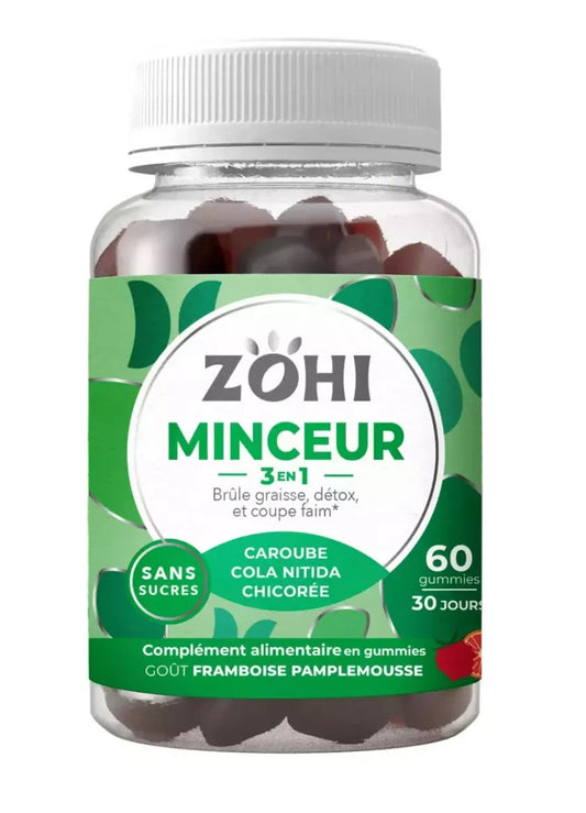 Zohi Minceur 3 en 1 brûle graisse détox coupe faim 60 gummies