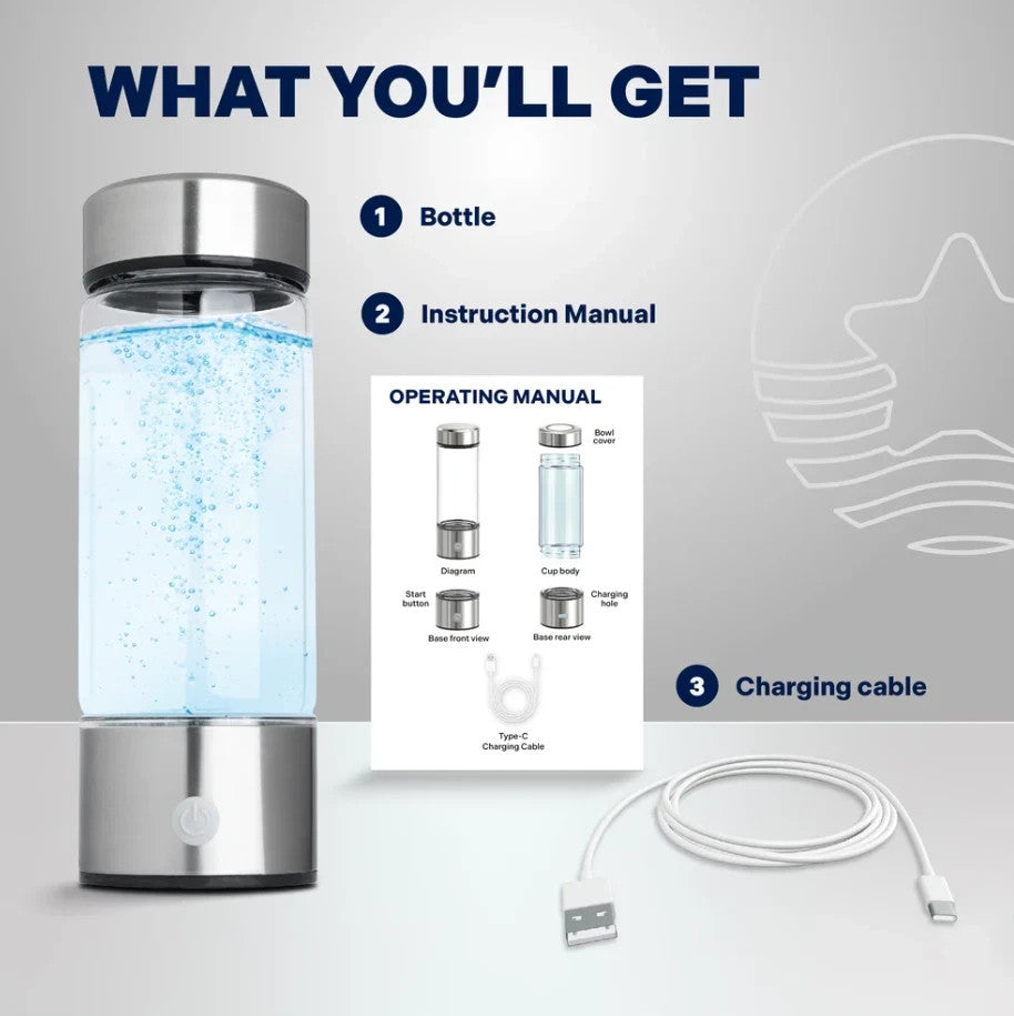 Hydrogen Water Bottle Generator – Portable Rechargeable Rich Water Maker
