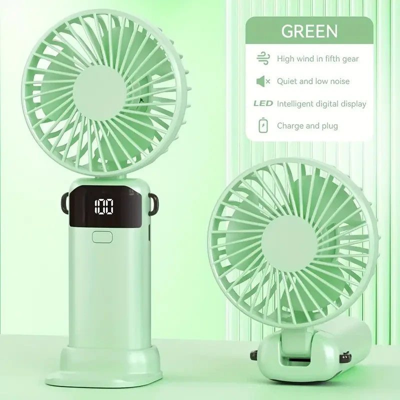 Mini Ventilateur USB de Poche 5 Vitesses avec Base Pliable - couleur aléatoire