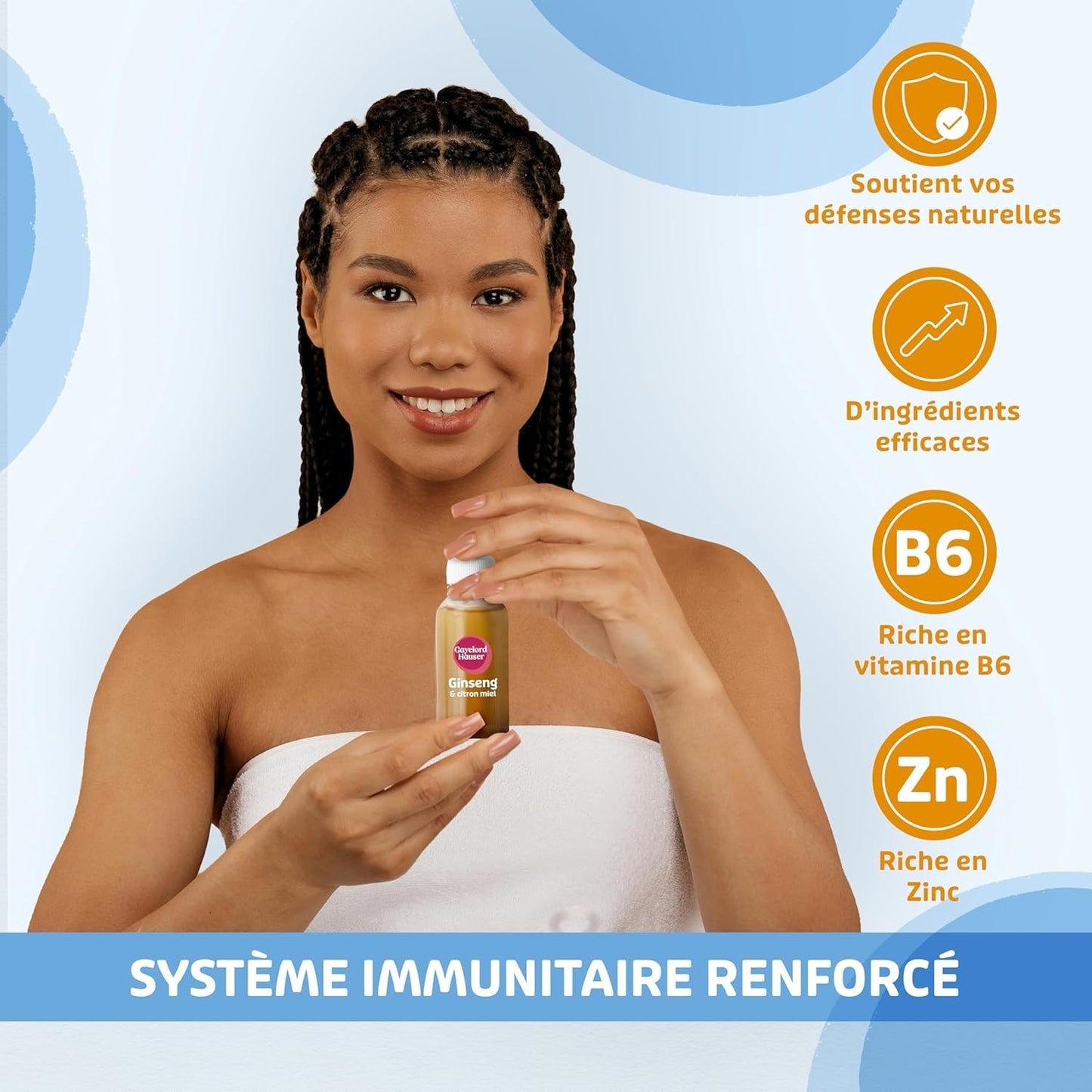 GAYELORD HAUSER B6 et zinc shot ginseng et citron miel immunité + force FRANCE