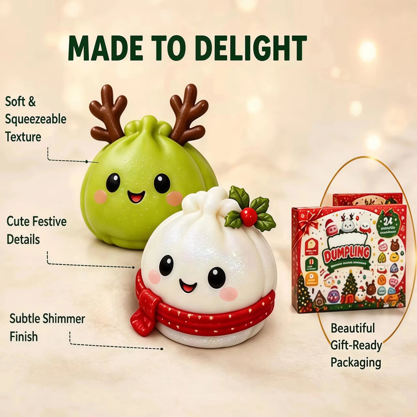 Calendrier de l'Avent Squishy Noël 2026 — 24 Surprises Anti-Stress