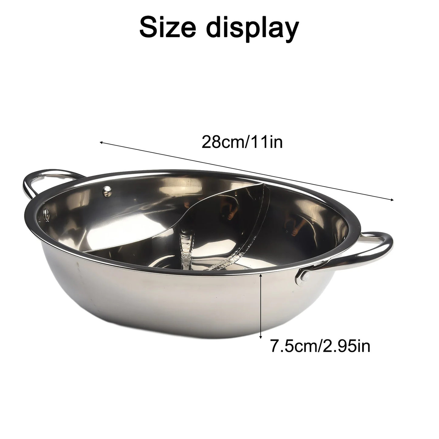 Stainless Steel Divided Hot Pot Dual Soup Cooker Gas Stove Induction Pot Pan