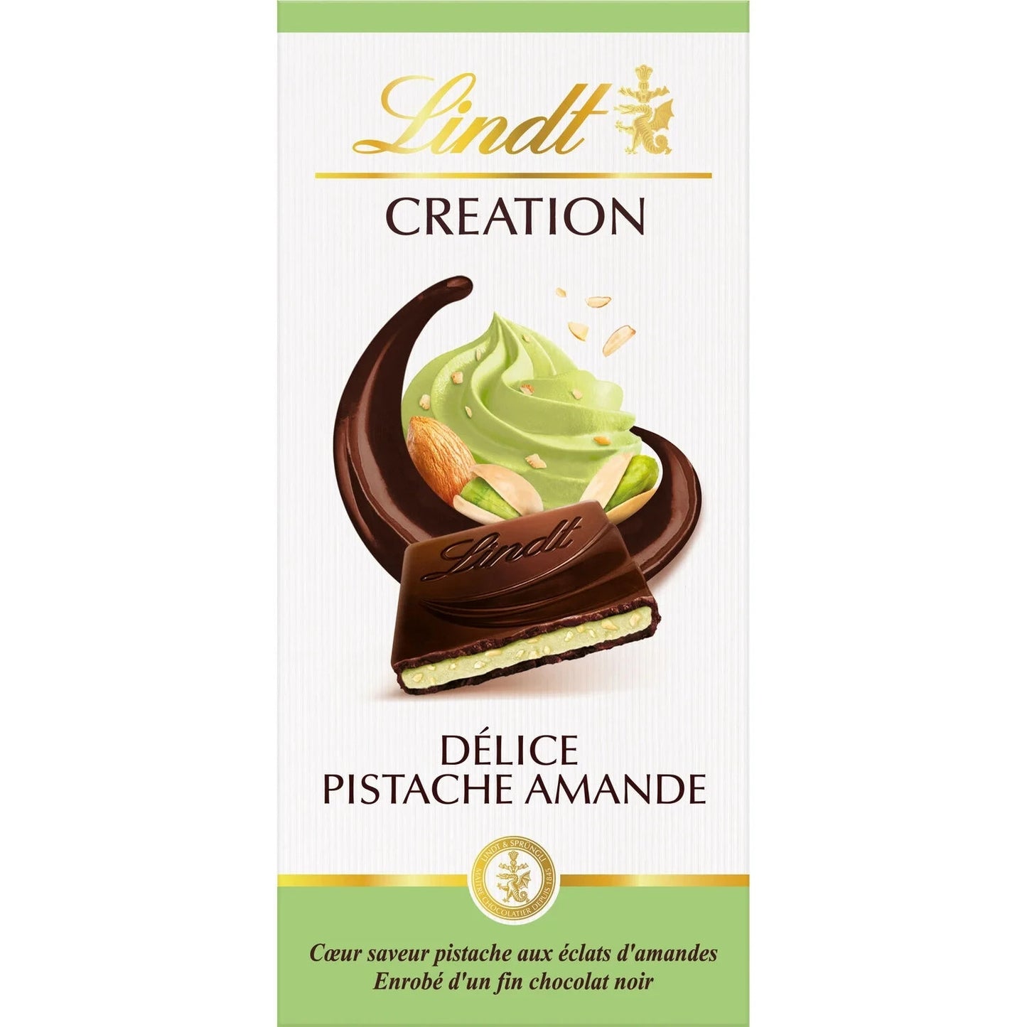 Tablette de chocolat Noir Délice Pistache LINDT CREATION La tablette de 150g