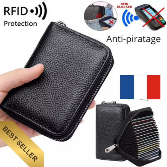Portefeuille Pour Homme En Cuir PU Noir Porte Carte De Crédit Monnaie Billet