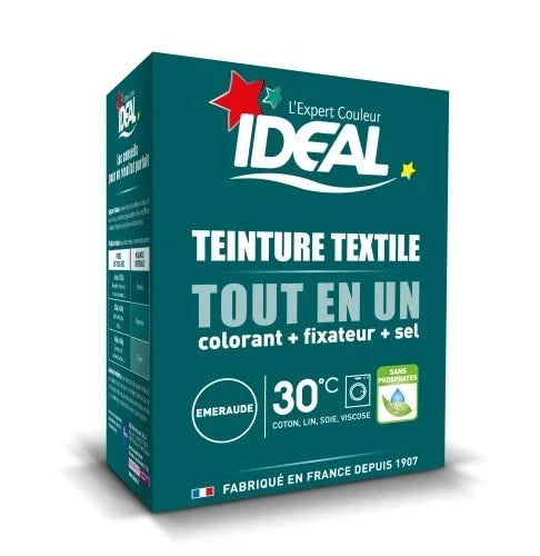 Ideal Teinture Textile Tout en un 230 g Émeraude - colorant raviveur de couleur