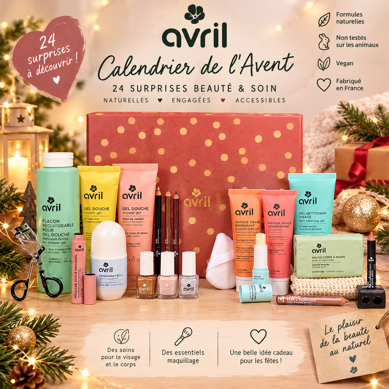 Calendrier de l’Avent Avril 2026, 24 Produits Taille Réelle Beauté Maquillage