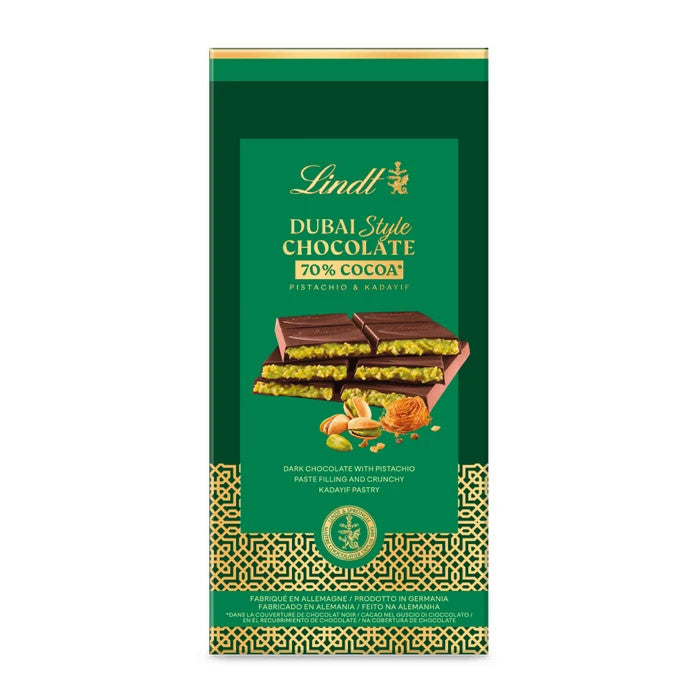 Lindt Dubaï Style tablette de chocolat noir 150 g | Pistache & Kadayif | Dubai