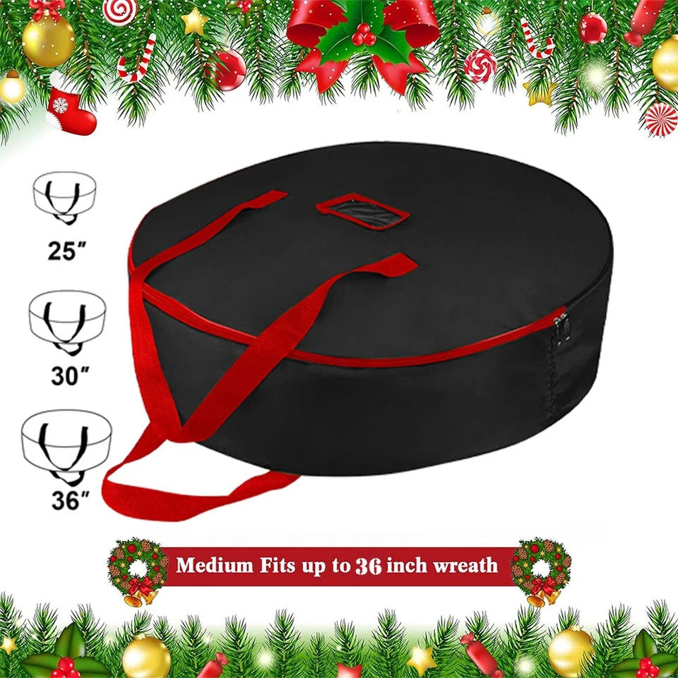 Christmas Xmas Wreath Storage Bag with Handles for 25" 30" 36" Wreath Clean up