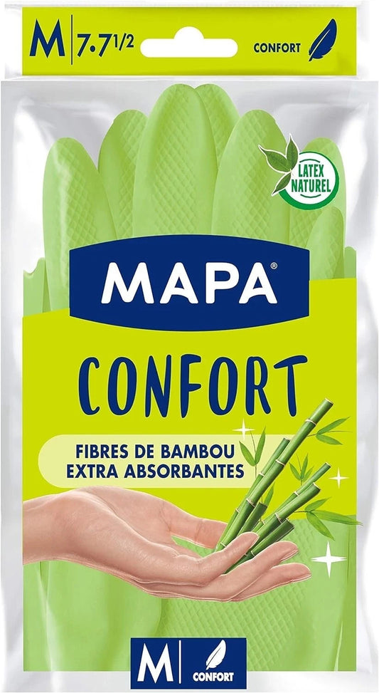 1 paire de MAPA Confort - Gants de Ménage taille Medium Fibres de Bambou