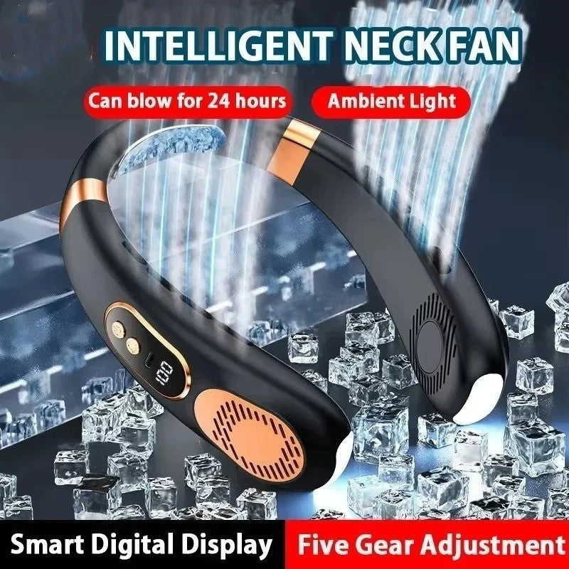 Ventilateur de cou rechargeable 8000mAh avec affichage LED, flux d’air refroidis