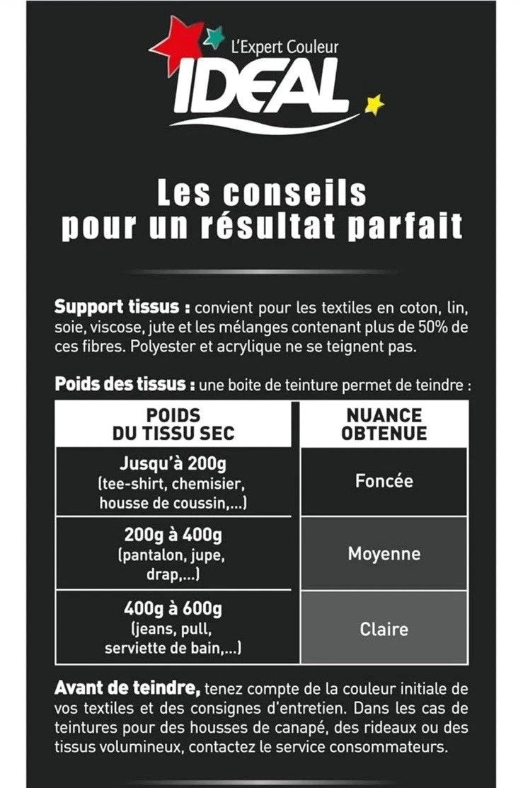 Teinture Textile Noir Vêtement 230 gramme Colorant Et Fixateur Coton Lin Soie