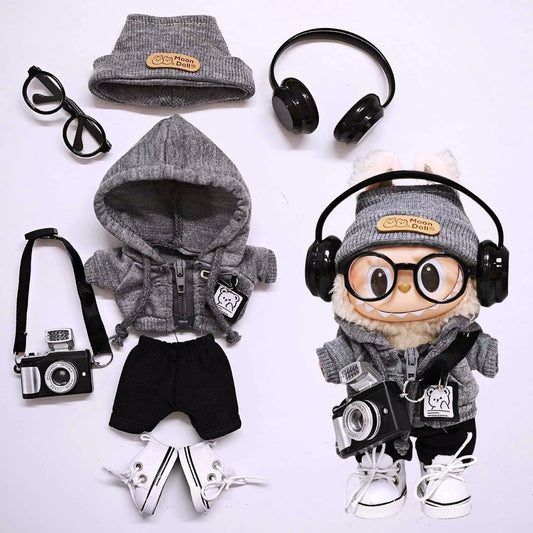 (NO DOLL) 7 Pcs Clothes Set For 17cm Doll The Monster Plush Doll- USA
