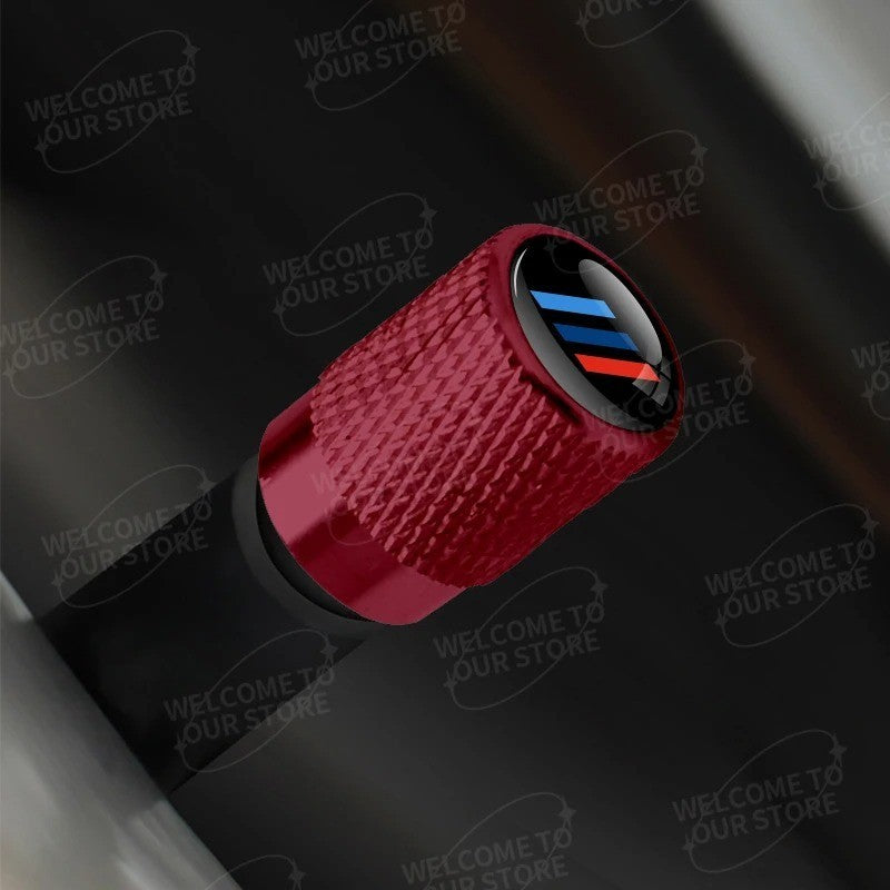 4x Capuchons Bouchons de Valve de Pneu BMW Alu Noir Argent Rouge bleu