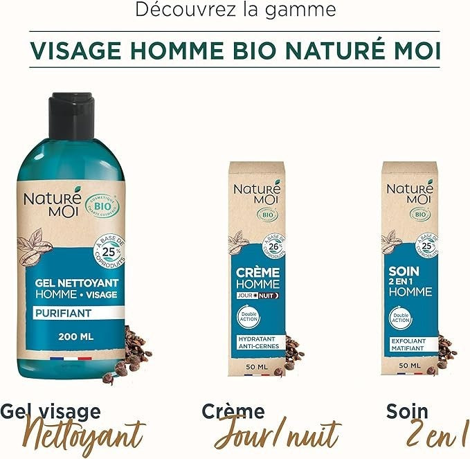 Crème Visage jour et nuit homme Naturé moi bio hydratant anti-cernes 50ml tube