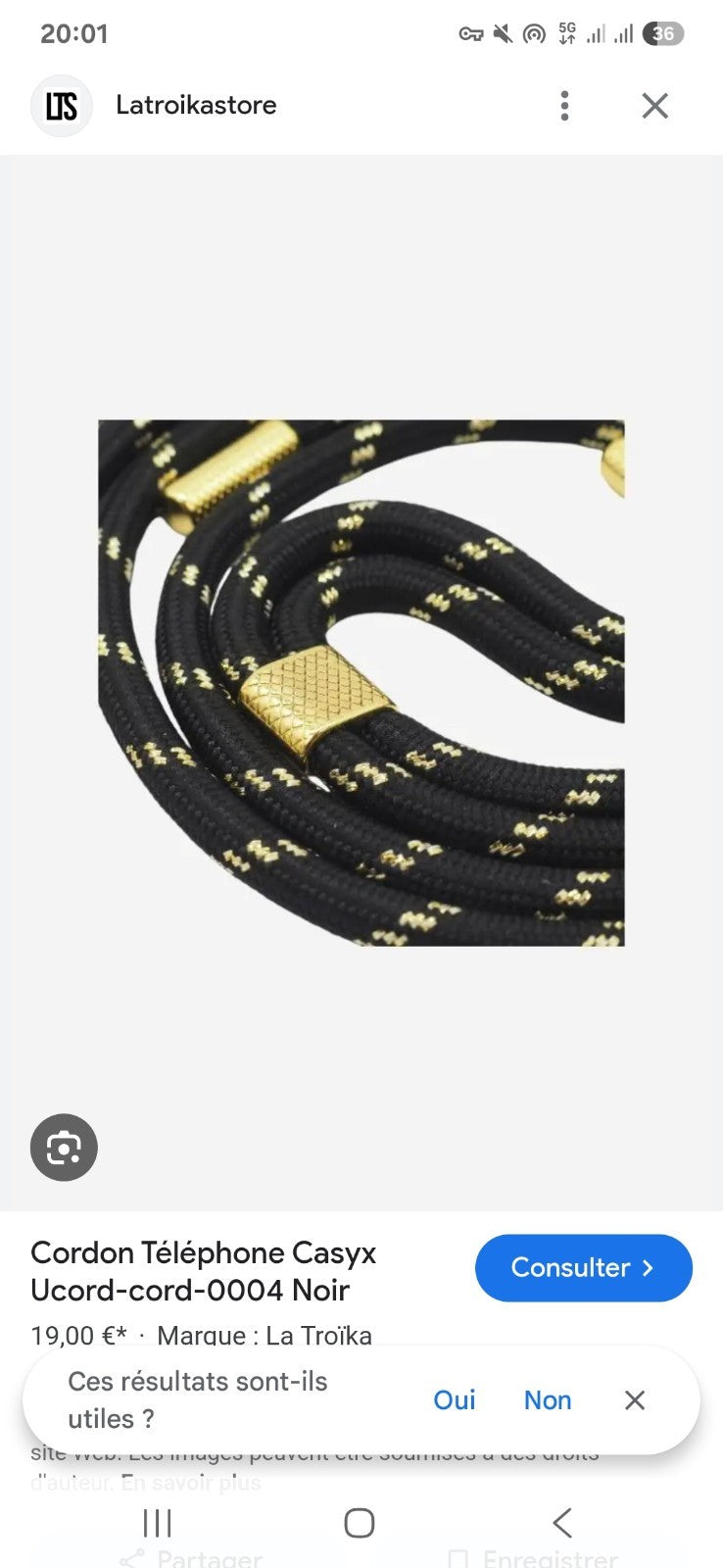 BigBen Bandoulière pour Téléphone Universelle Doré Noir Adaptable Mixte Réglable