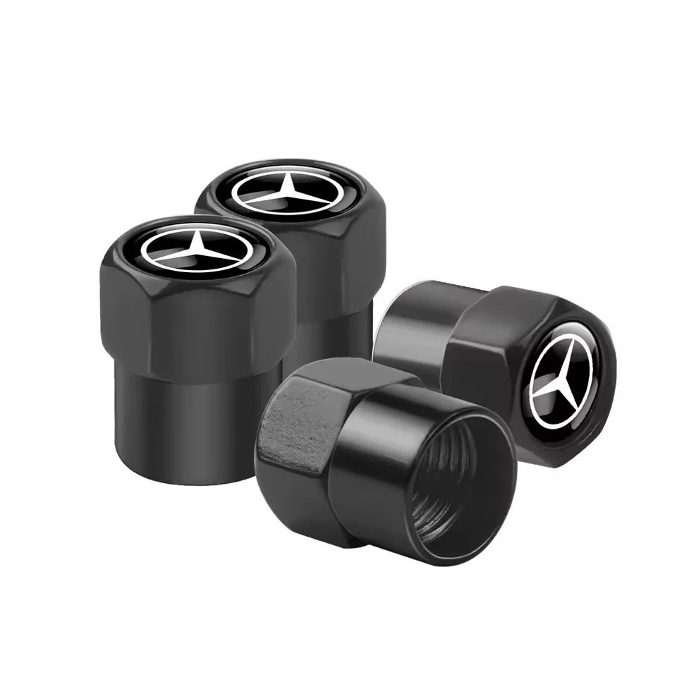 4x Capuchons Bouchons de Valve de Pneu Alu Mercedes-Benz AMG Noir Argent