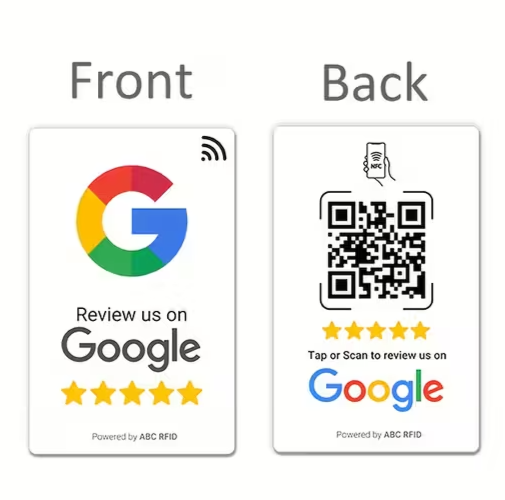 Carte société avis google NFC facile Compatible iPhone et Android commerce blanc