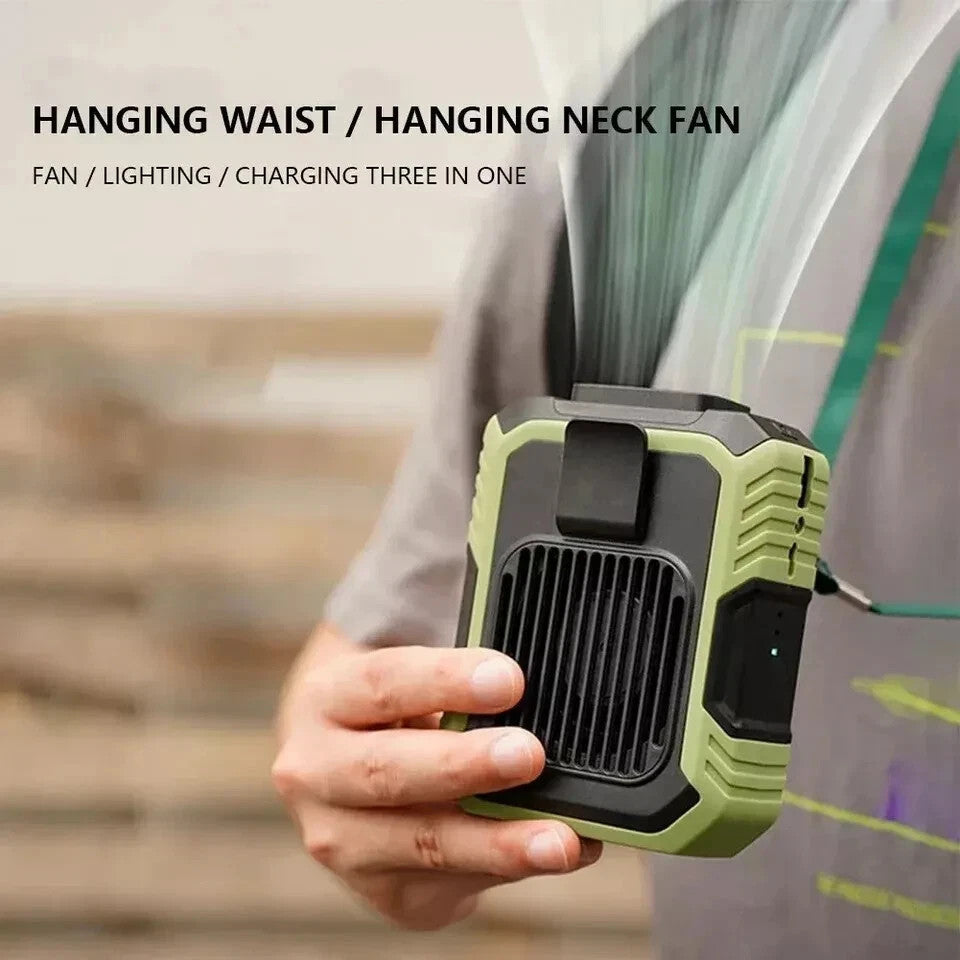 4000mAh Portable Waist Clip Fan Hanging Cooling USB Rechargeable Power Bank