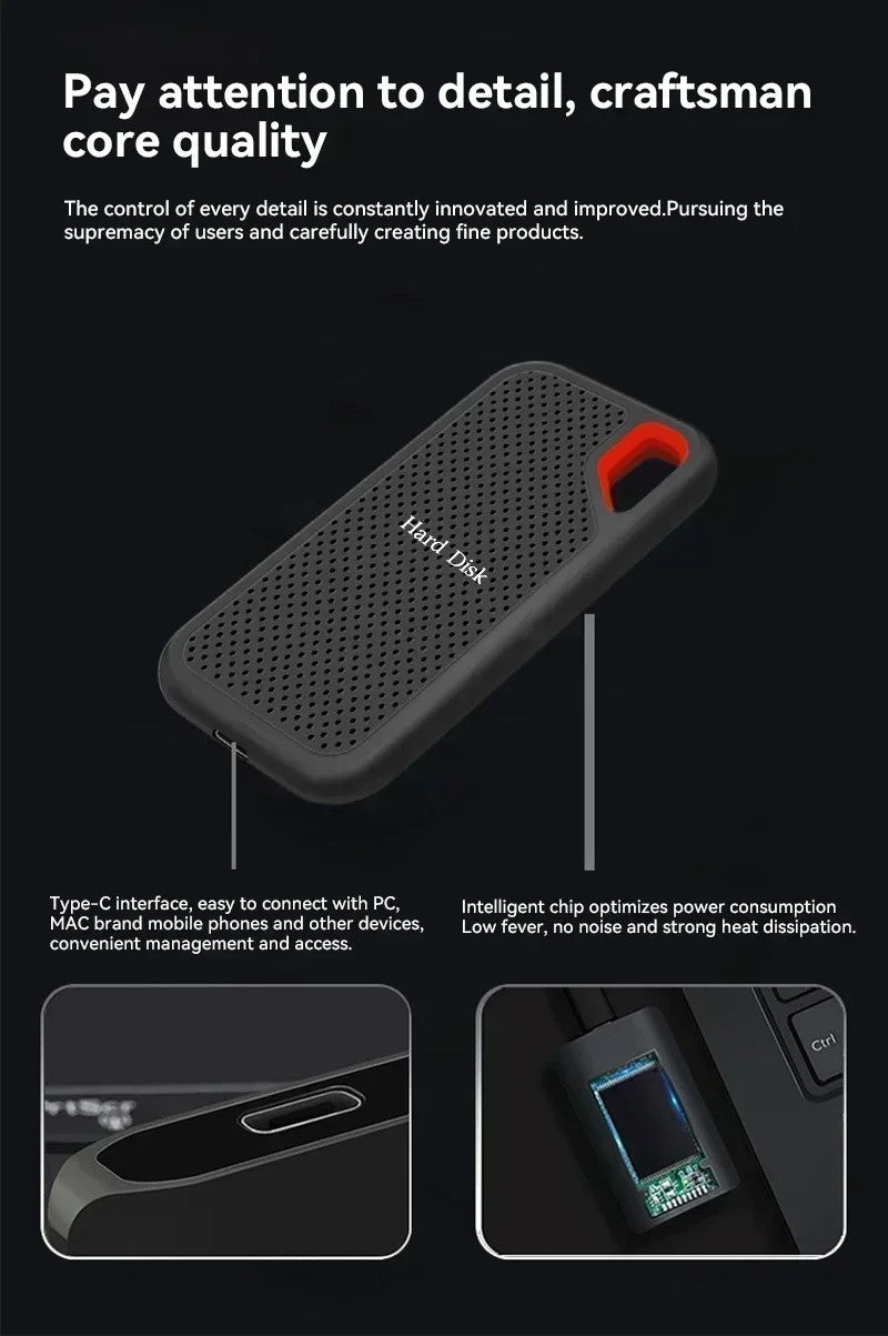External hard drive 4tb High Speed Capacity Solid State Usb3.2 Laptop Mac And PC
