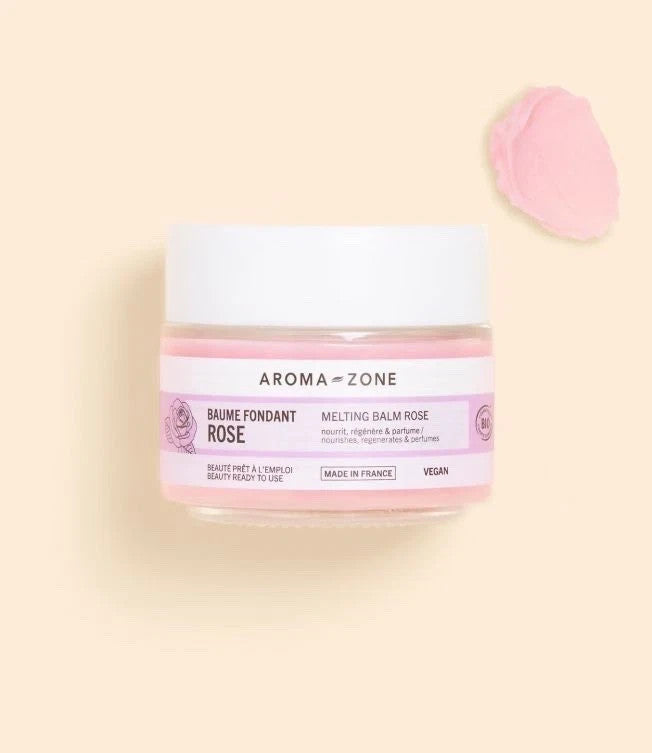 AROMA-ZONE Baume fondant Karité & Rose BIO Hydratante Nourrissante - 100ml