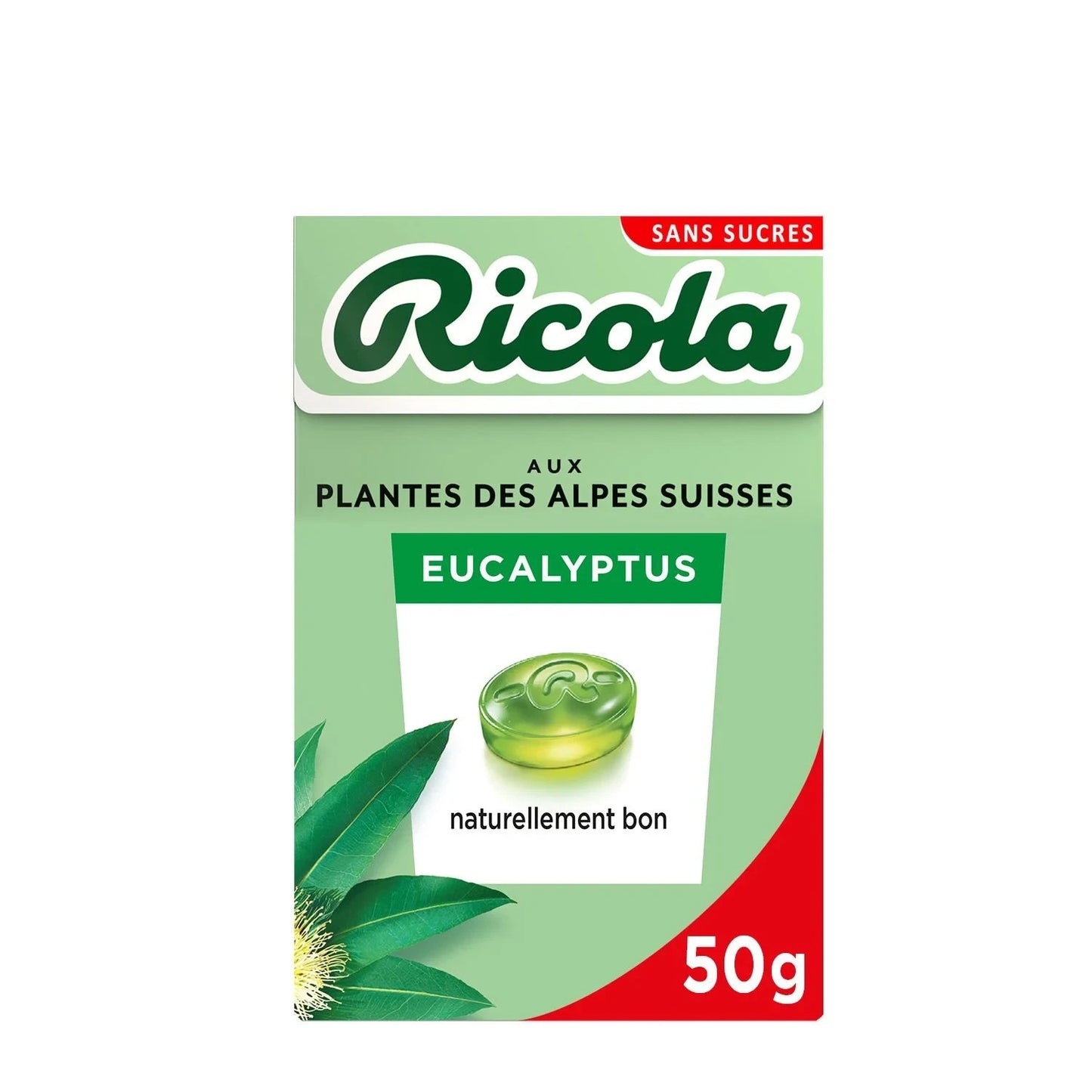 1 Boite Ricola Bonbons eucalyptus sans sucres 50g