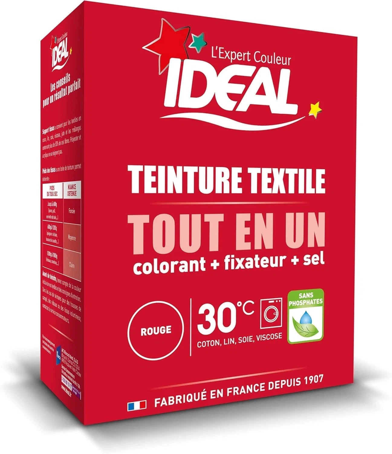 Teinture Textile Ideale Rouge 350 g - Restaurez la Couleur de Vos Tissus