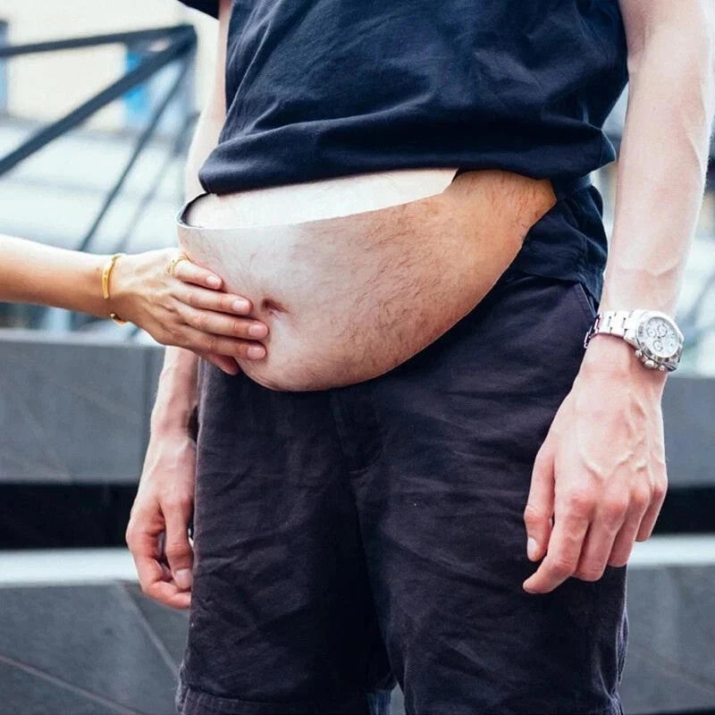 Funny Fake Belly Waist Bag Novelty Fanny Pack Dad Bod Belly Pouch PU Leather USA