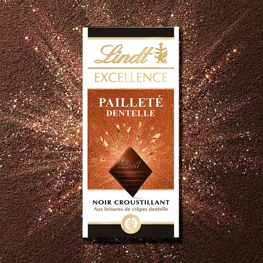 Tablette de Chocolat noir croustillant dentelle pailleté LINDT de 100g