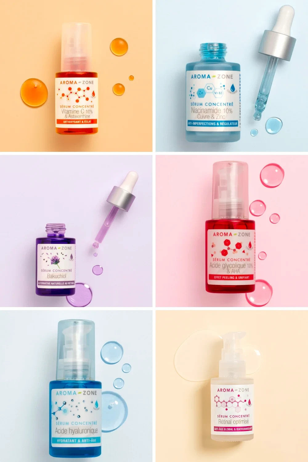 Sérum Aroma-Zone au choix anti-âge éclat anti tâche, fermeté imperfection 30ml