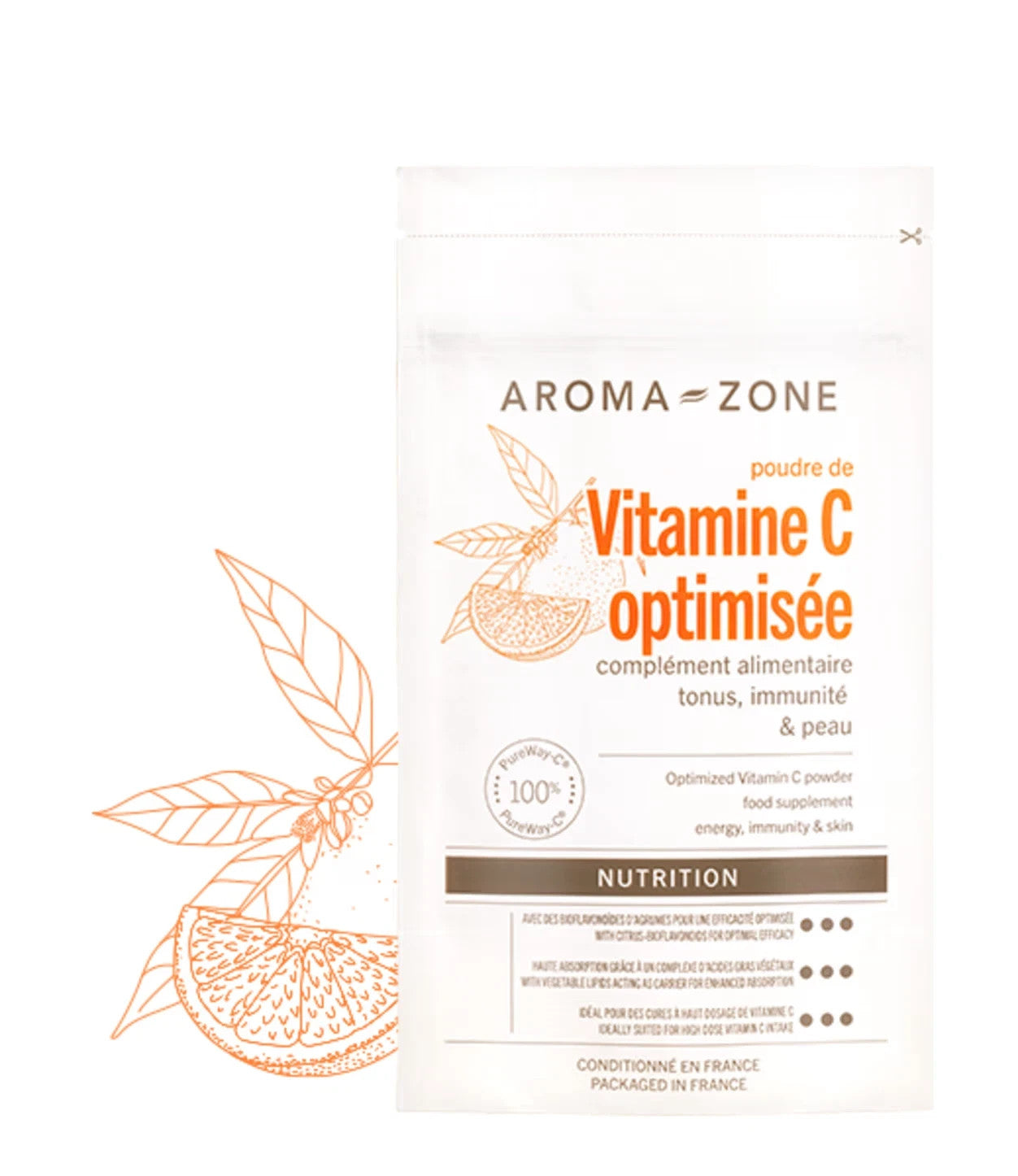 AROMA-ZONE Vitamine C optimisée en poudre 150 G Complément alimentaire