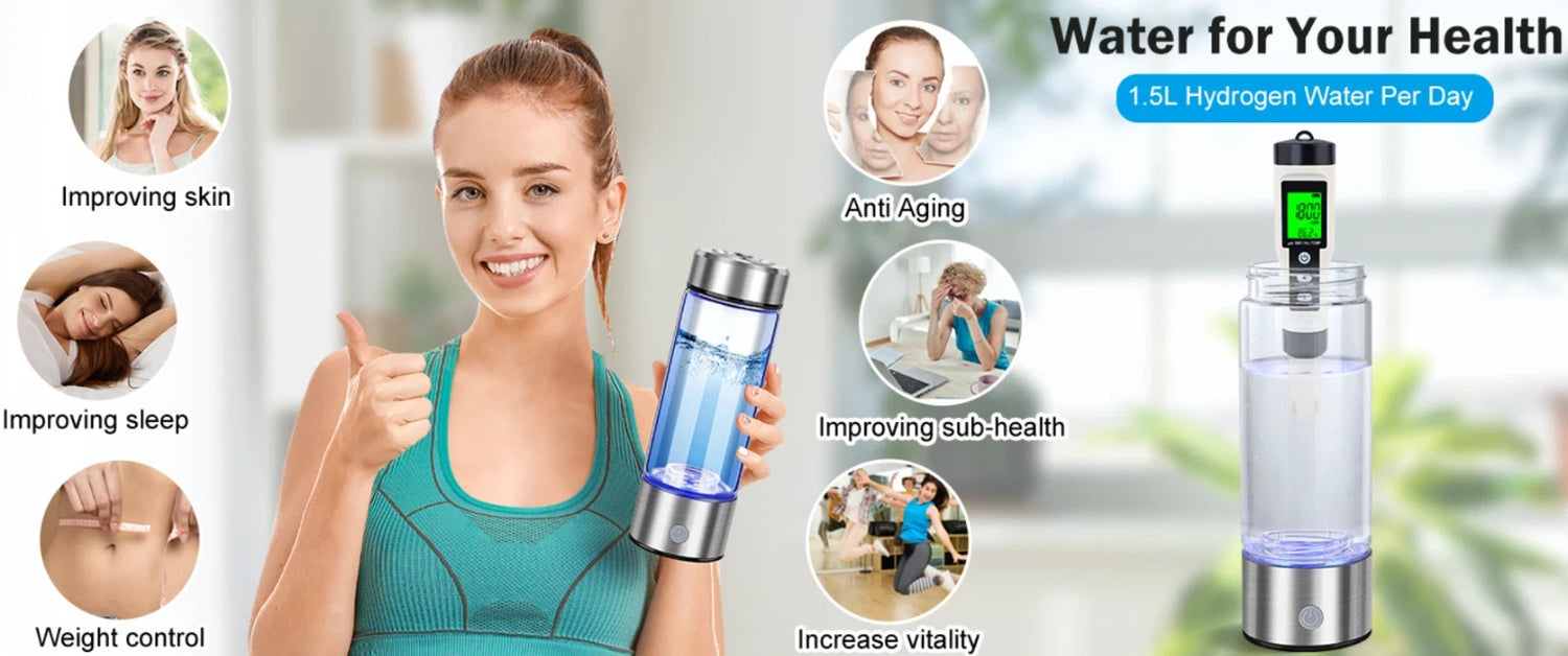Hydrogen Water Bottle Generator – Portable Rechargeable Rich Water Maker