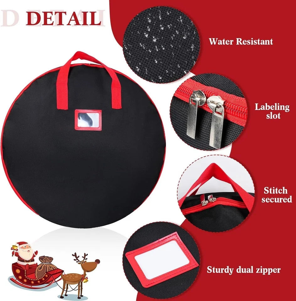Christmas Xmas Wreath Storage Bag with Handles for 25" 30" 36" Wreath Clean up