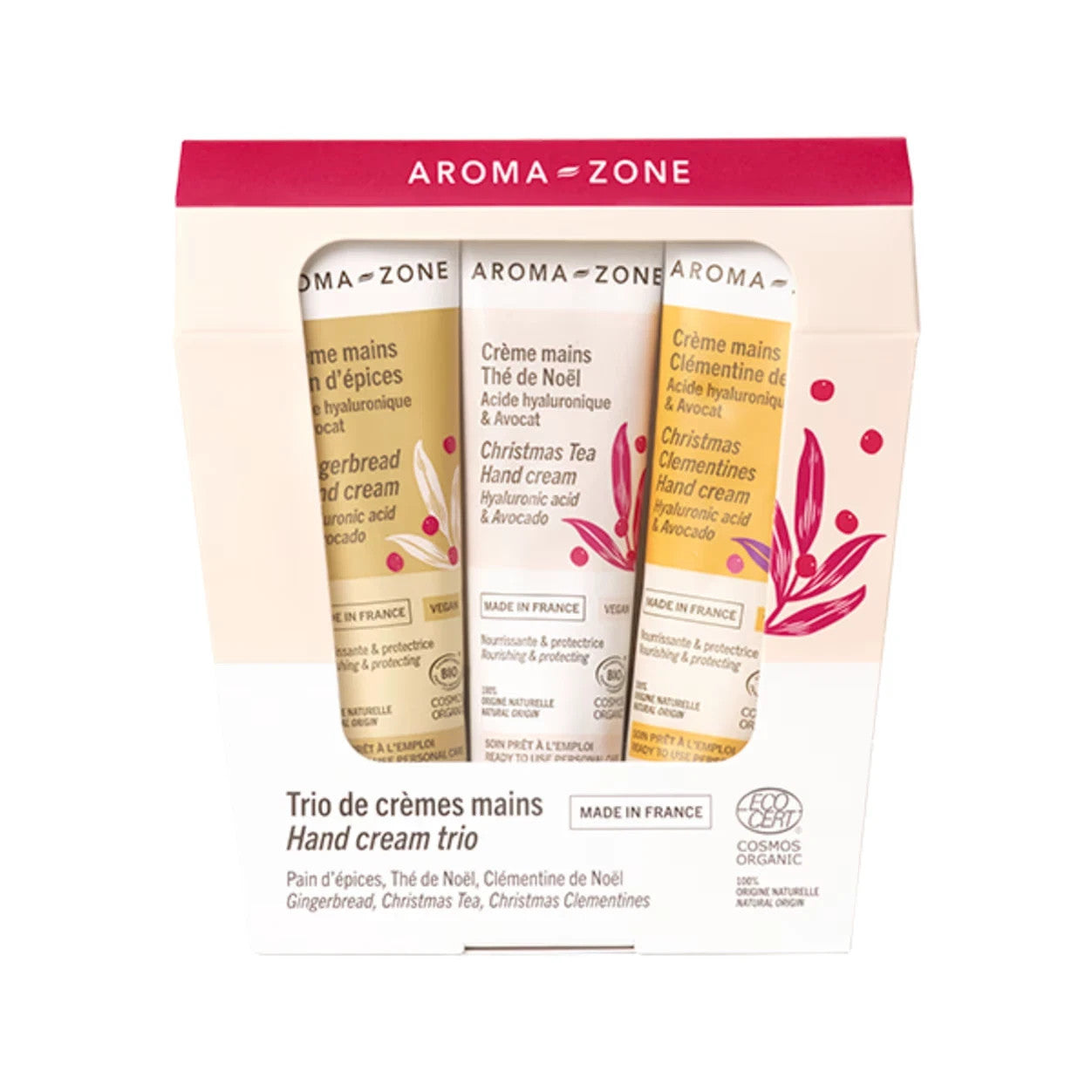 Trio Crèmes Mains Noël Thé, Pain d’épices & Clémentine 100% BIO & Naturel cadeau