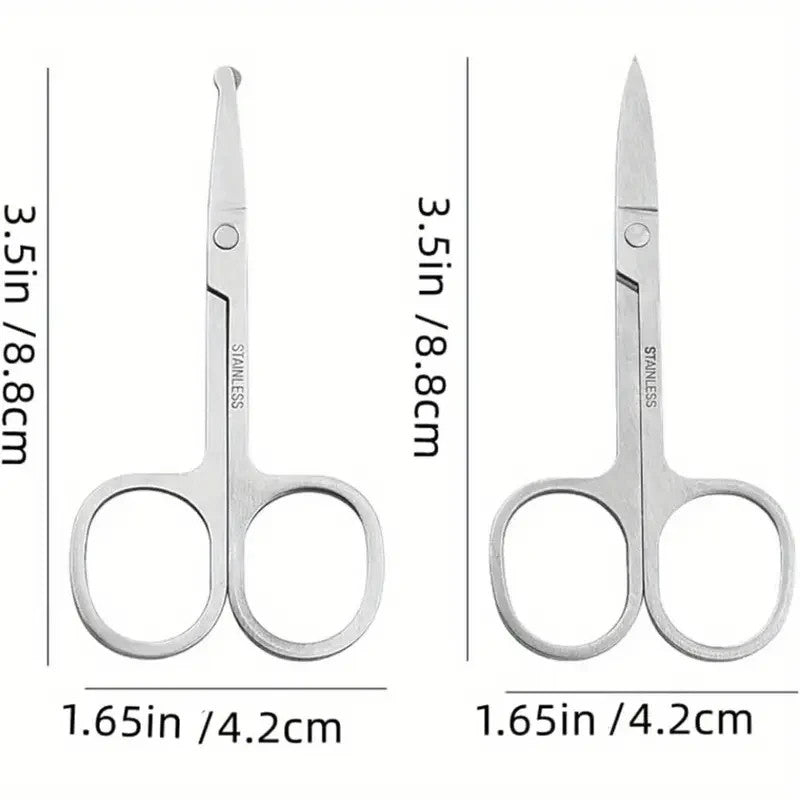 Ciseaux à sourcils et poils de nez, barbe, moustache, cils et ongles, Lot De 3 