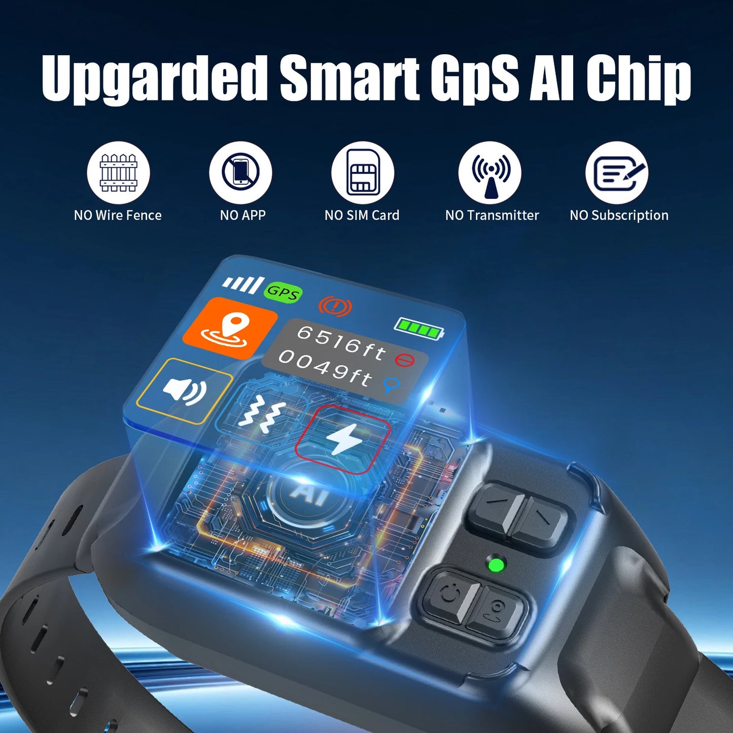 GPS Wireless Dog Fence System Rechargeable Waterproof Training Collar