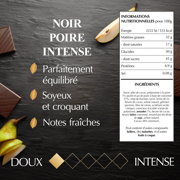 Tablette de Chocolat noir poire intense / LINDT de 100g