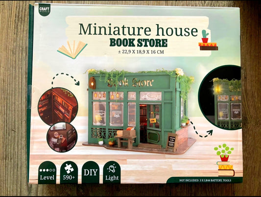 Maison Miniature Book STORE DIY avec Lumière Maquette Bricolage LIBRAIRIE +590pc