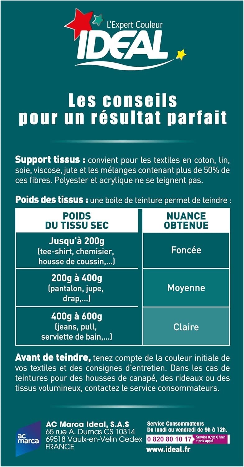 Ideal Teinture Textile Tout en un 230 g Émeraude - colorant raviveur de couleur
