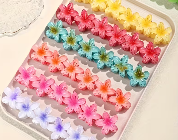 Lot de 6 petites pinces à cheveux en forme de fleur pour femme jolie coloré