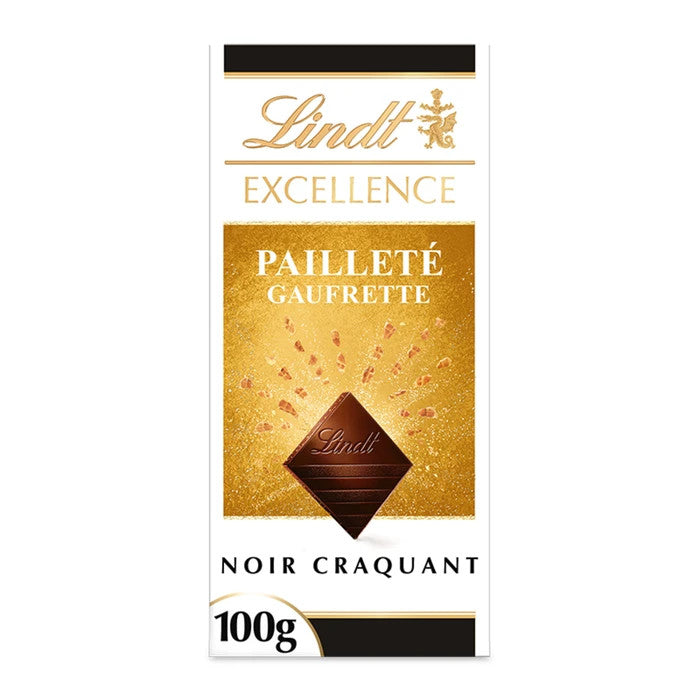 Tablette de Chocolat noir craquant gaufrette pailleté LINDT de 100g