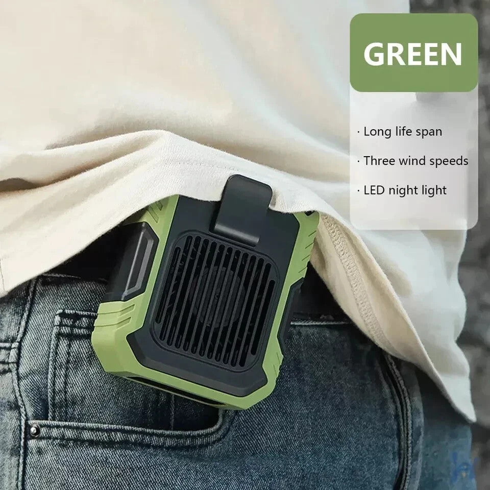 4000mAh Portable Waist Clip Fan Hanging Cooling USB Rechargeable Power Bank