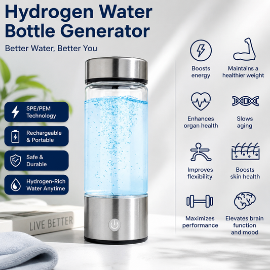 Hydrogen Water Bottle Generator – Portable Rechargeable Rich Water Maker
