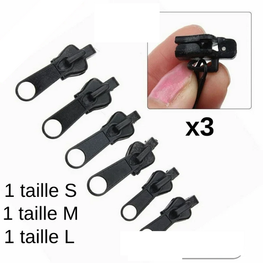 3 PCS Cremallera 3 Tamaños Universal Reparación Reemplazo Instantáneo